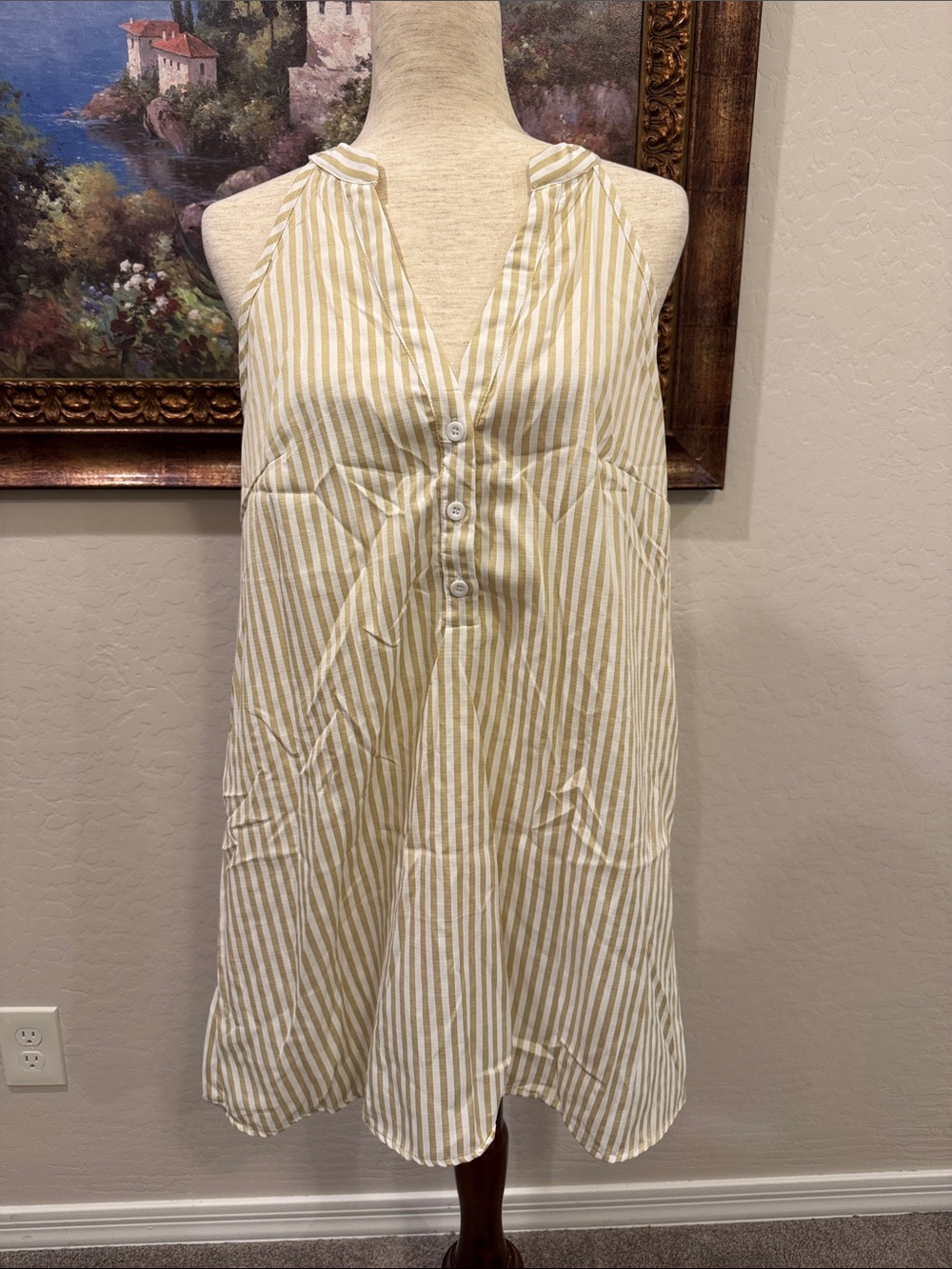 CUPSHE Sleeveless Striped Button Front Dress